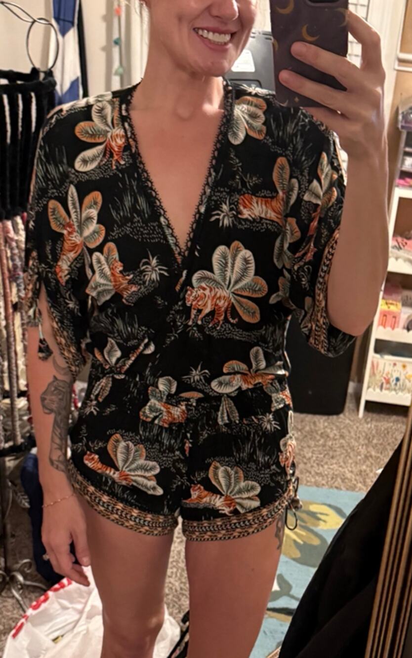 Poupette St Barth Tiger Print Short Jumpsuit Romper Size XS